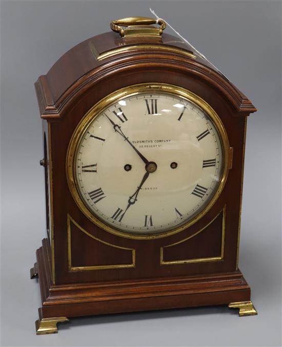 A Regency brass mounted bracket clock retailed by Goldsmiths Co. London height 38cm